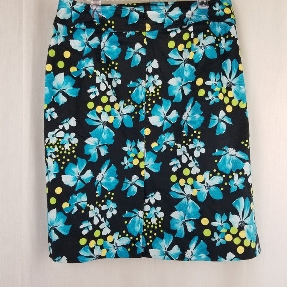 CONRAD C a-line skirt floral black turquoise 12P - Picture 1 of 6